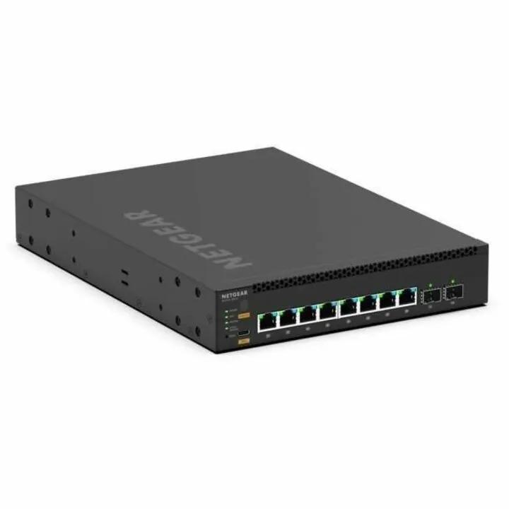Netgear M4350 8-port managed switch, black metal chassis.