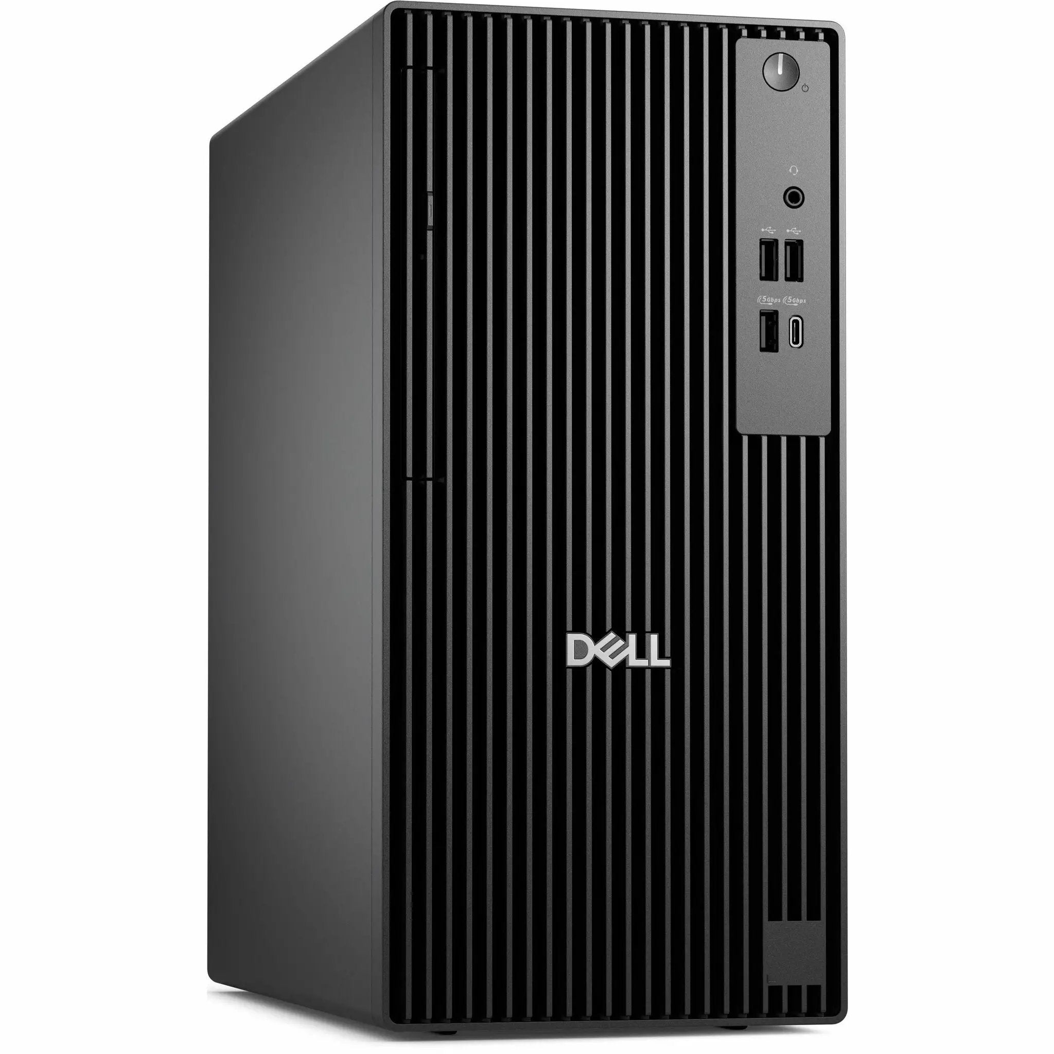 Dell QCT1250 Pro Tower desktop computer, black front panel with USB ports and power button.