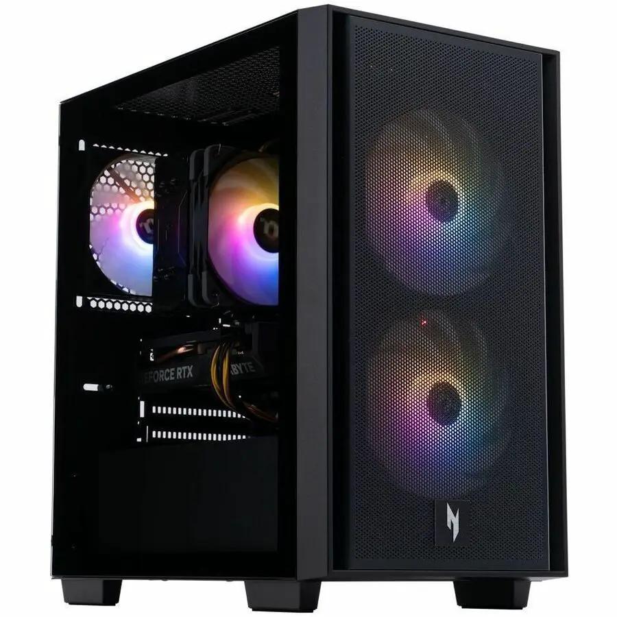 Nitro N60640 gaming desktop by Acer, black case with RGB front fans and RTX 5060 8GB