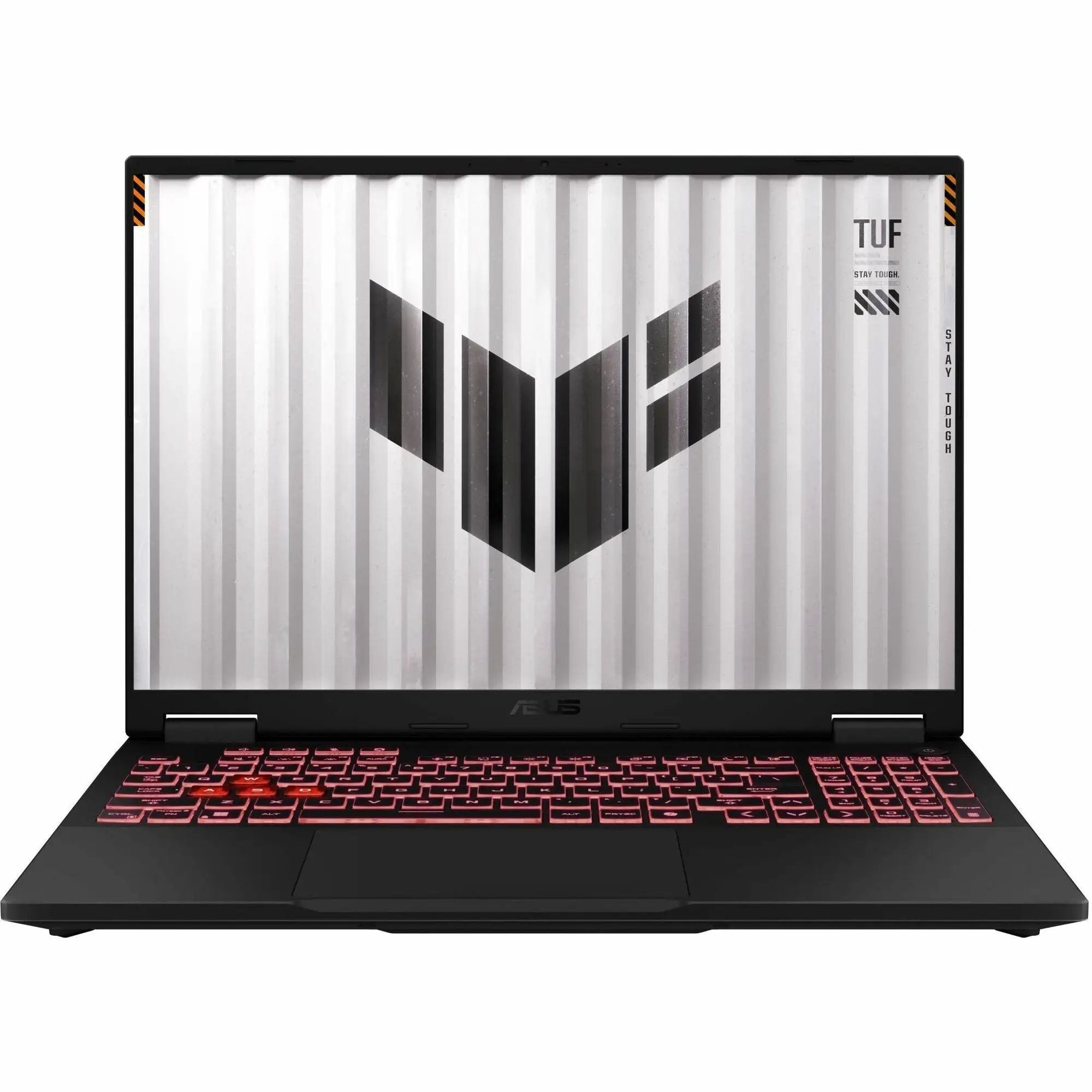 ASUS TUF Gaming Laptop with black chassis and red backlit keyboard