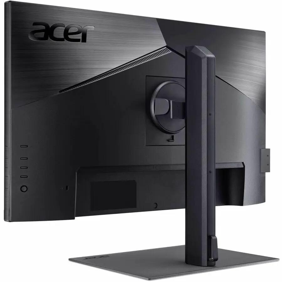 Acer Vero B277K LB 27-inch LCD Monitor, black, rear view with stand and ports