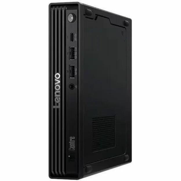 Lenovo ThinkCentre M90q Gen 6 Tiny desktop, black with Lenovo logo and front USB/Ethernet ports.
