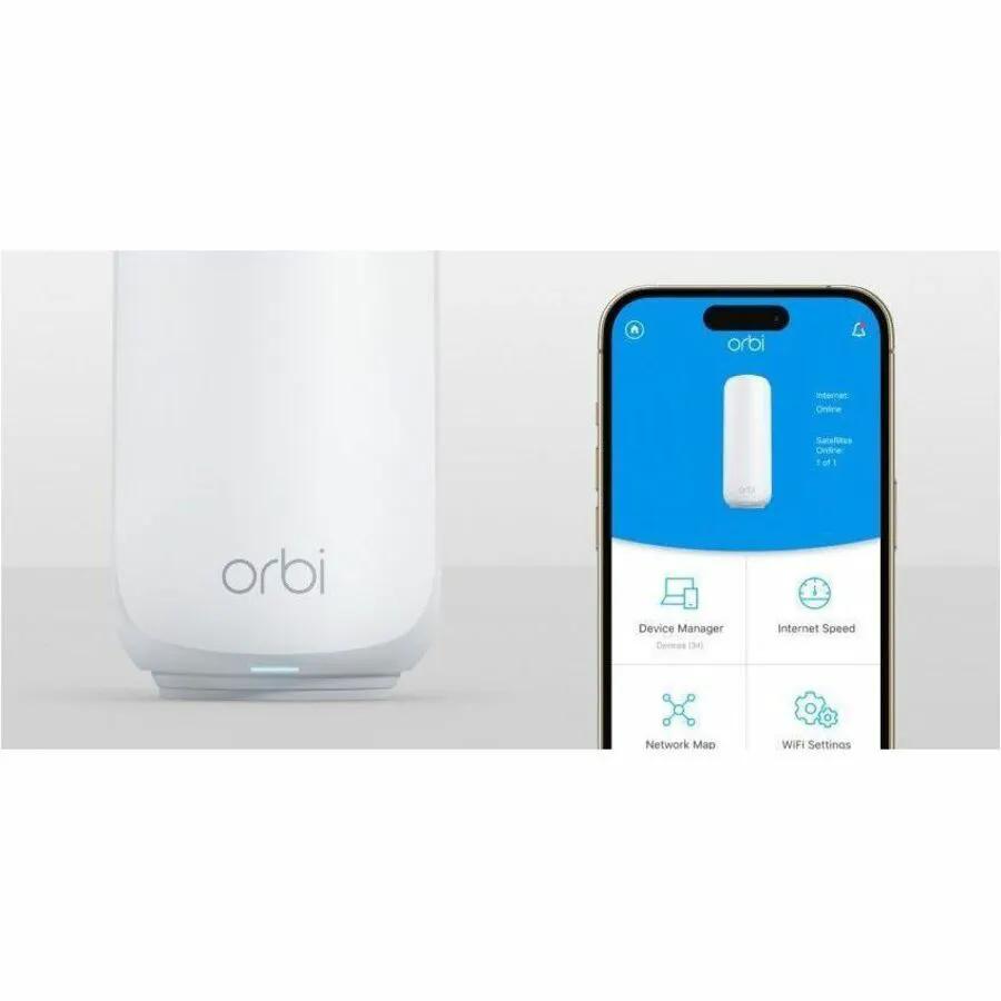 Netgear Orbi ORBI3 Gigabit WiFi7 router and smartphone, white dual-band wireless router with app control, 2 items