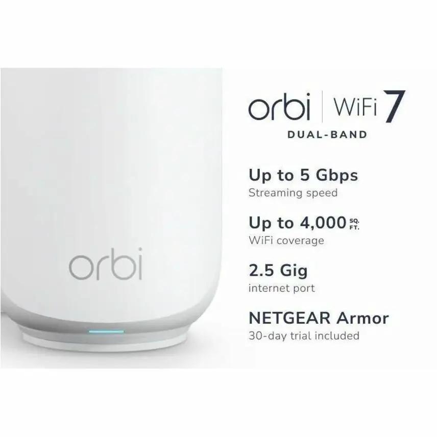 NETGEAR Orbi ORBI3 5Gbps WiFi7 router, white dual-band