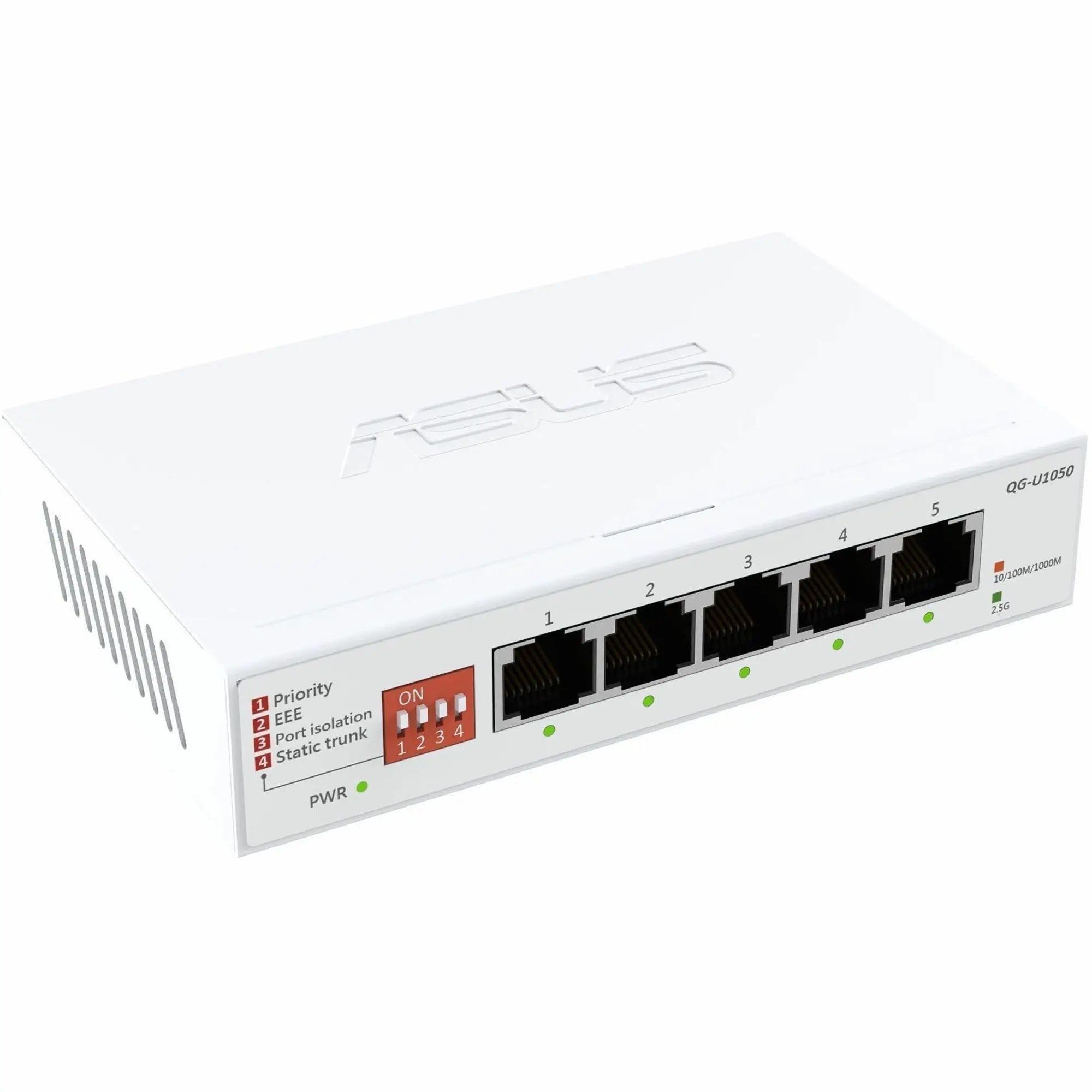 ASUS QG-U1050 5-Port 2.5G Unmanaged Switch, white housing with front RJ-45 ports