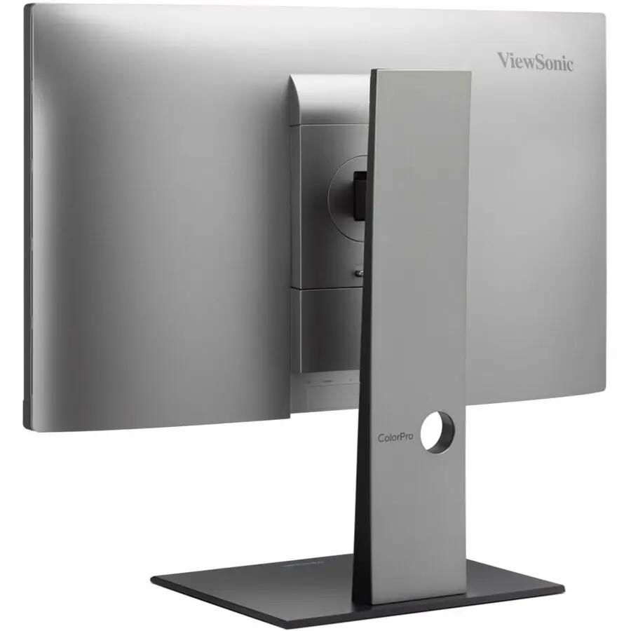 ViewSonic ColorPro VP2488 24-inch 4K IPS monitor, rear view on silver stand