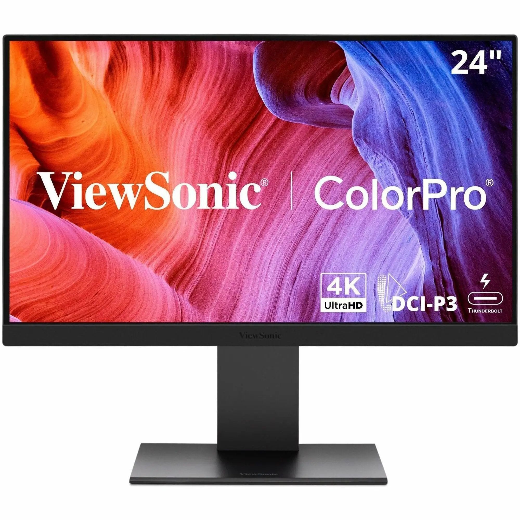 ViewSonic ColorPro VP2488 24-inch 4K UHD IPS monitor on a black stand