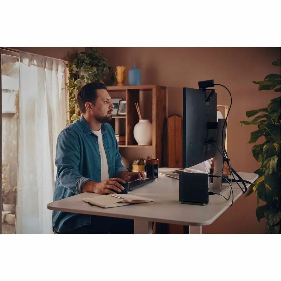 HP EliteDesk 800 G1aAI mini PC on a white desk with a monitor in a home office