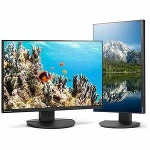 Sharp MultiSync DD-EA242W 24-inch WUXGA IPS monitor pair on black stands, one landscape, one portrait.