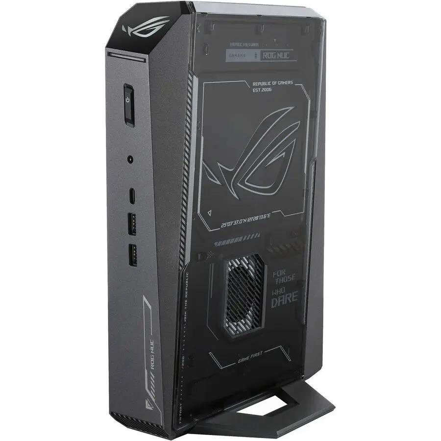 ASUS ROG NUC 2025 mini PC with transparent side panel and ROG logo