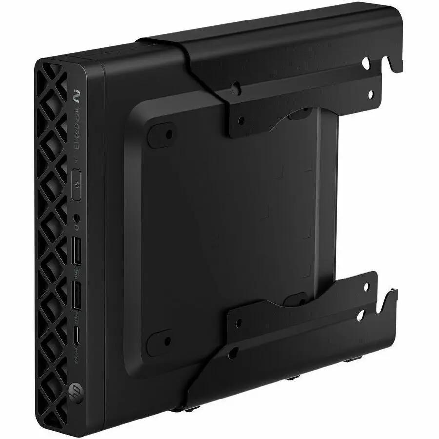 HP EliteDesk G1a mini desktop computer in black with mounting bracket