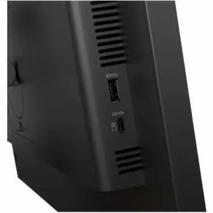 Lenovo ThinkVision T24-40 23.8-inch FHD IPS monitor, black, side-view with visible ports