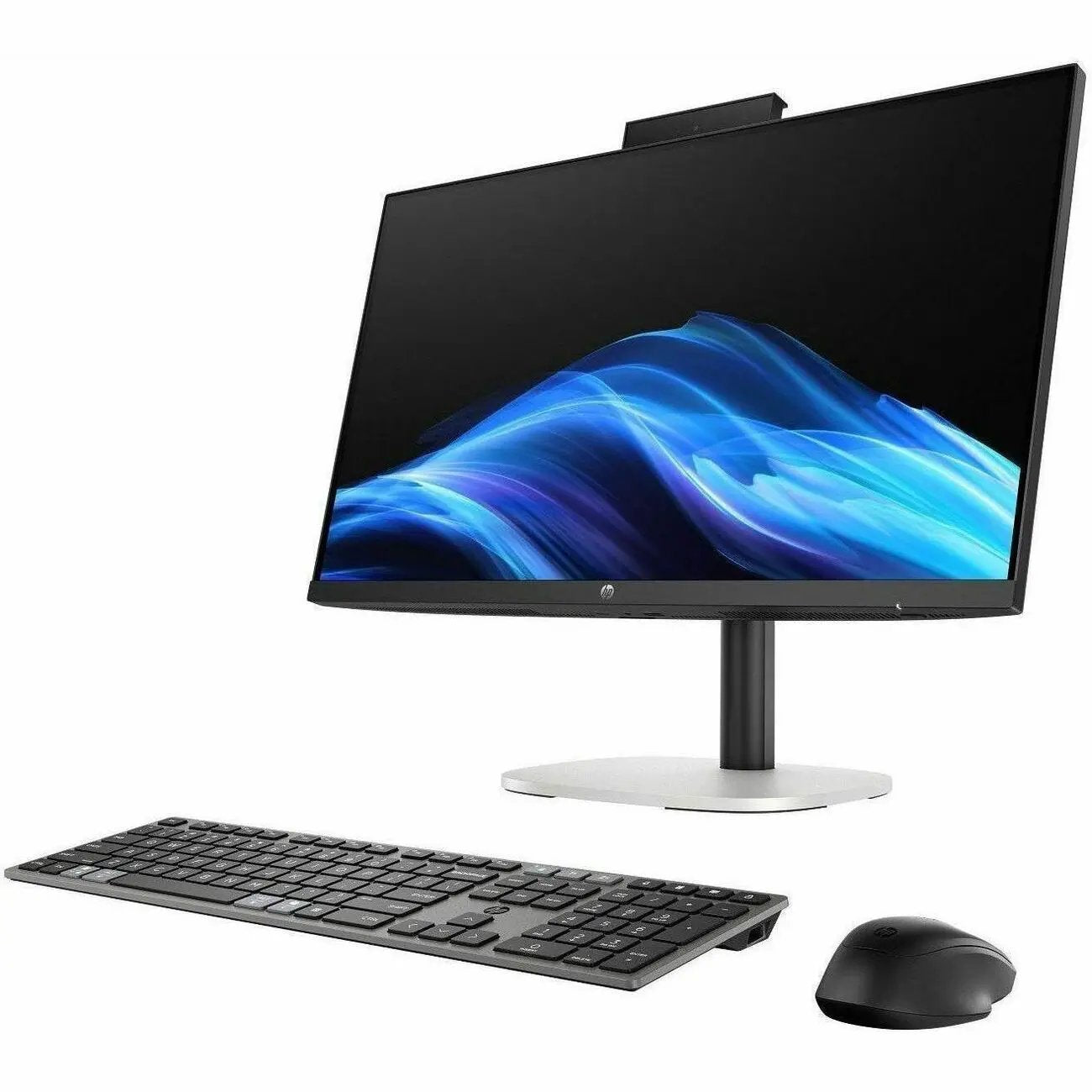 HP ProStudio 4 AiO G1i all-in-one desktop with black display and silver stand; keyboard and mouse (3-piece set)
