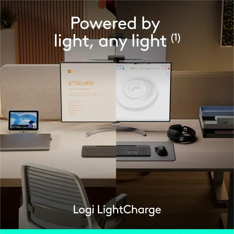 Logitech Signature Slim Solar+ K980 for Business, Wireless Keyboard, Quiet Typing, Secure Receiver, Bluetooth, Windows, Mac - Graphite