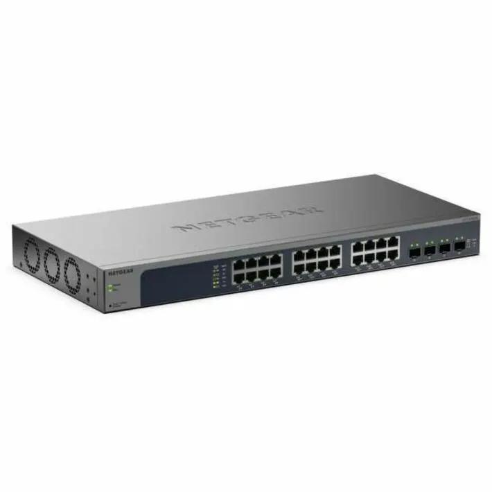 NETGEAR Easy Smart MGIG 24-Port Managed Switch, gray metal chassis with 24 RJ-45 ports on white background