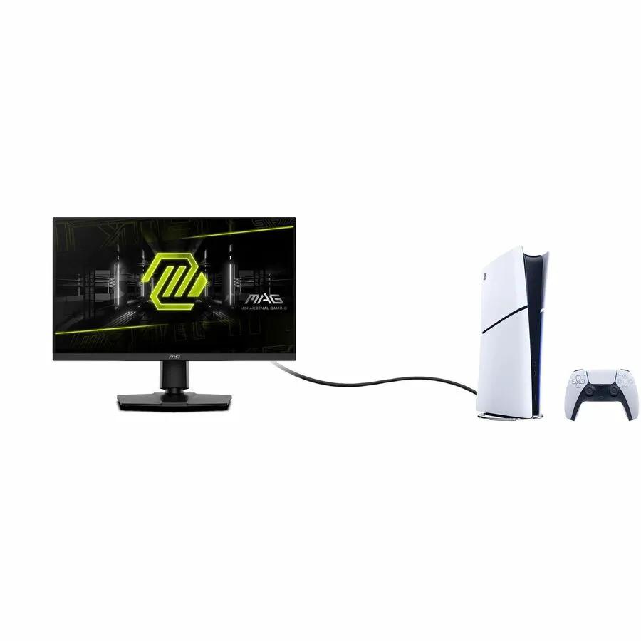 MSI MAG 275UPD E14 27-inch 4K UHD 144Hz Gaming Monitor with white console and controller on white background
