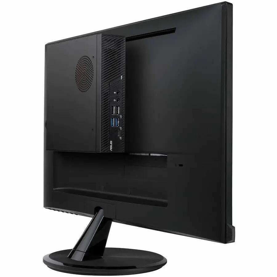 ASUS ExpertCenter PB63 Mini PC mounted on back of a black monitor; compact desktop with Intel Core i7-14700, 16GB RAM, 512GB SSD.
