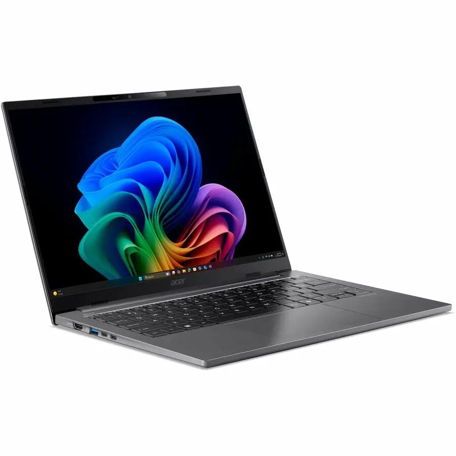 Acer TravelMate X4 14-inch Copilot laptop, gray on white background, Windows 11, 16GB RAM, 512GB SSD