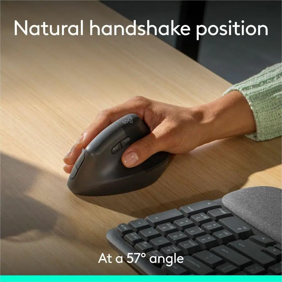 Logitech Wave Keys & Lift Vertical Mouse - Ergonomic Wireless Keyboard and Mouse Combo - with Cushioned Palm Rest (Graphite)
