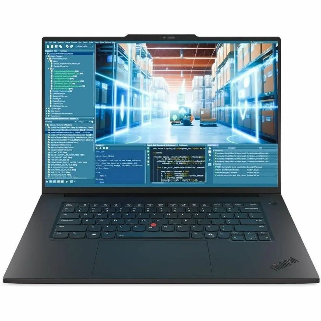 Lenovo ThinkPad P1 Gen 8 laptop with dark chassis and 16-inch display