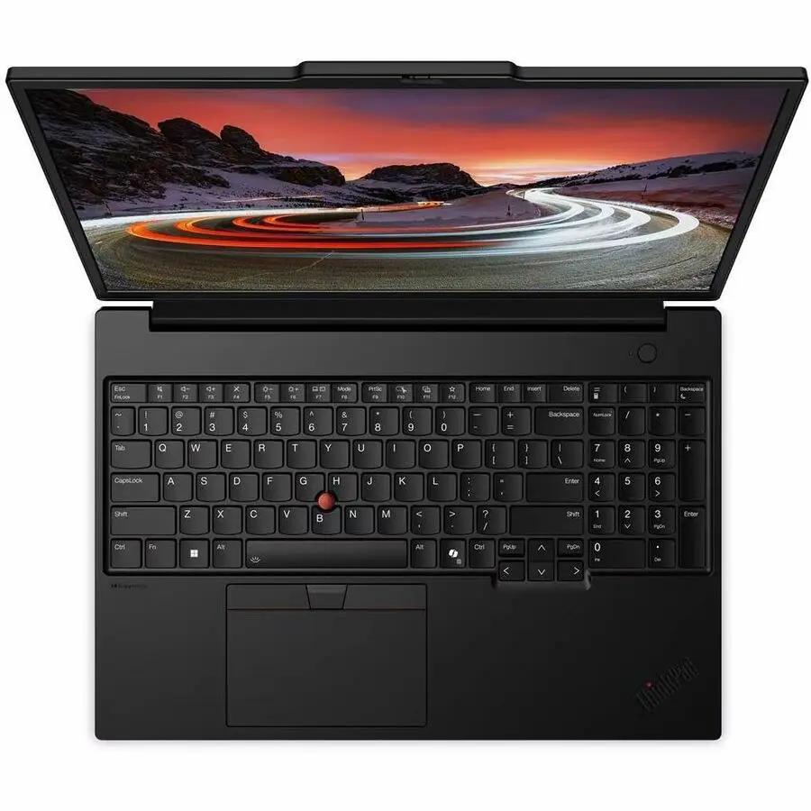 Lenovo ThinkPad P16s G4 Laptop, black, top-down view