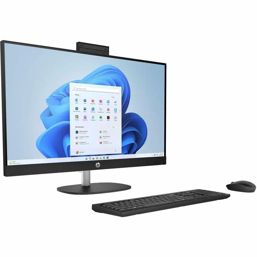HP All-in-One 27-inch desktop with keyboard and mouse, black finish, Intel Core i5 13th Gen, 16GB RAM, 1TB NVMe PCIe SSD.