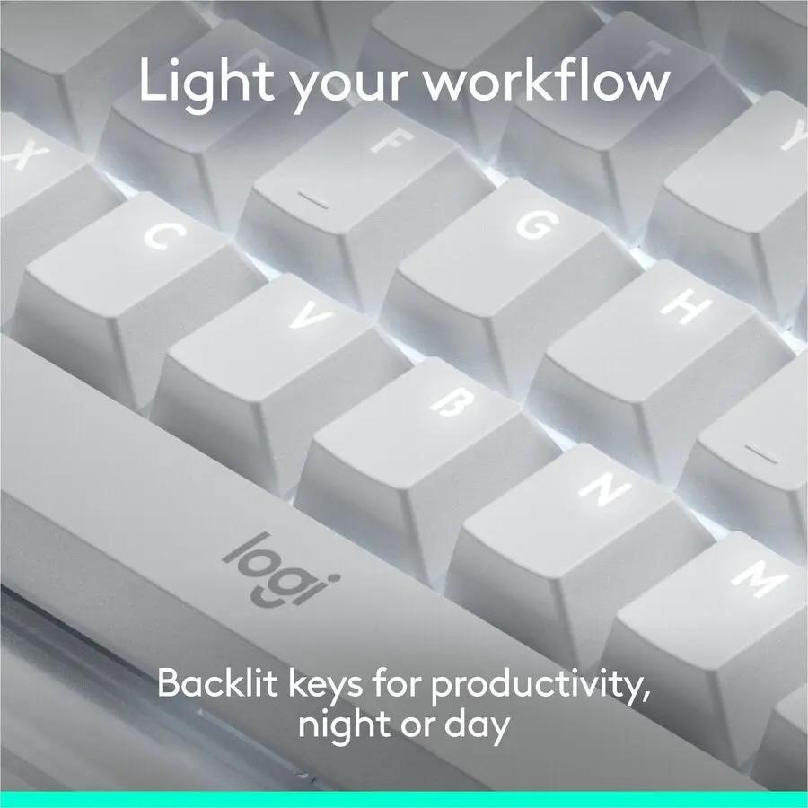 Logitech Alto Keys K98M Wireless Mechanical Keyboard, Customizable Keyboard with Vibration Absorbing Gasket, Backlit Keys, Off-white