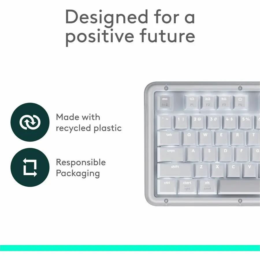 Logitech Alto Keys K98M Wireless Mechanical Keyboard, Customizable Keyboard with Vibration Absorbing Gasket, Backlit Keys, Off-white