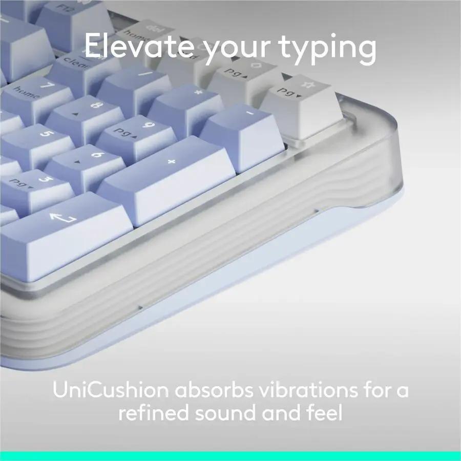Logitech Alto Keys K98M Wireless Mechanical Keyboard, Customizable Keyboard with Vibration Absorbing Gasket, Backlit Keys, Lilac