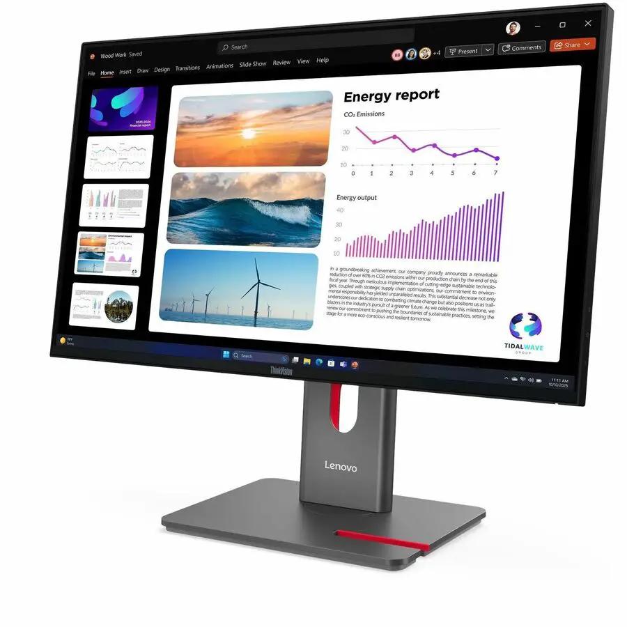 Lenovo ThinkVision P24Q-40 24-inch WQHD monitor on a black stand