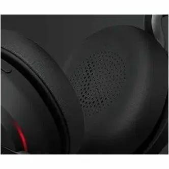 Jabra Evolve2 65 UC Stereo over-ear headset earcup close-up, black