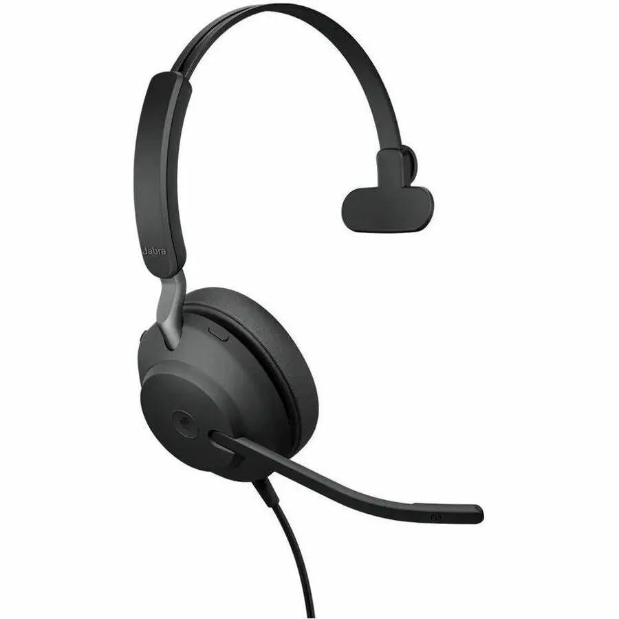Jabra Evolve2 40 SE MS Mono headset in black with attached boom mic