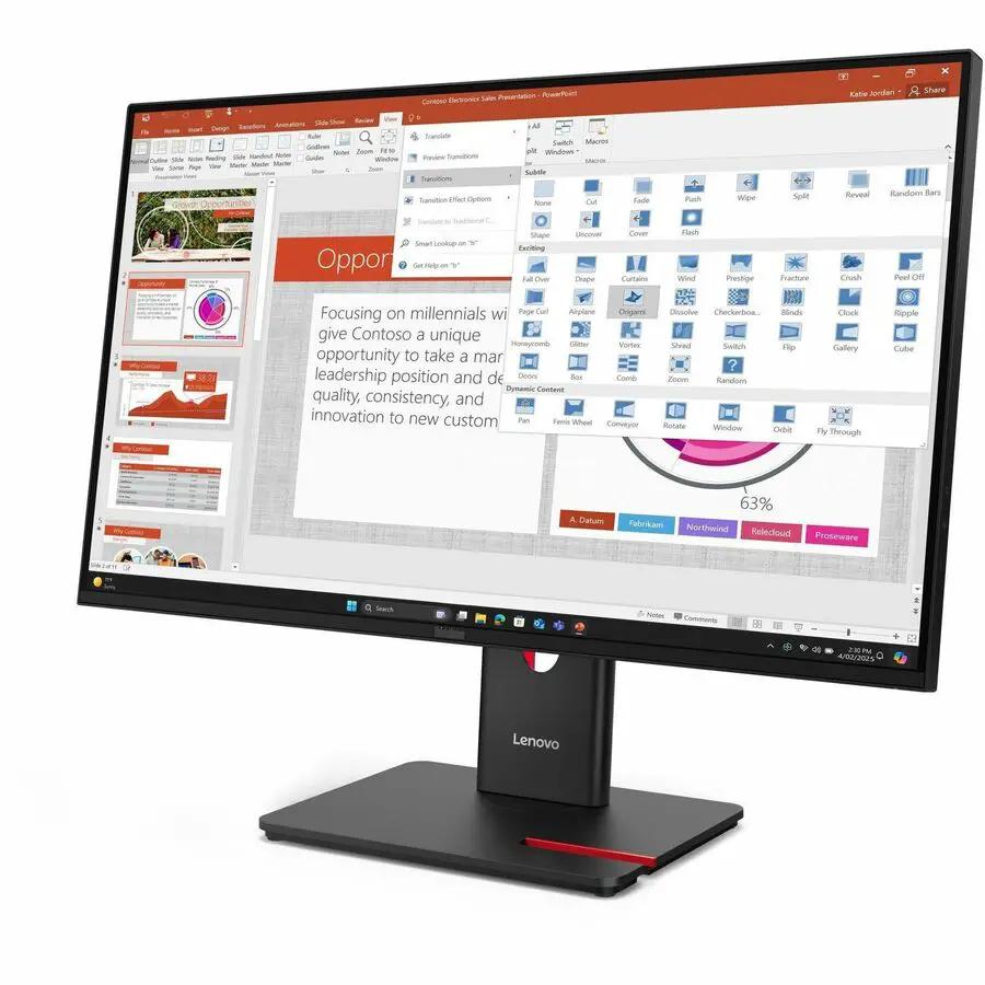 Lenovo ThinkVision T27-40 27-inch FHD IPS monitor with Lenovo logo on black stand