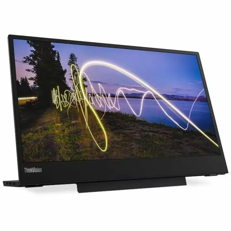 Lenovo ThinkVision M15 monitor on built-in stand, 15.6-inch 1080p IPS, black