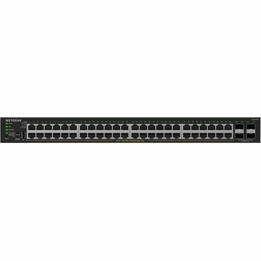 Netgear GS350-48P 48-port Gigabit PoE smart switch front panel view
