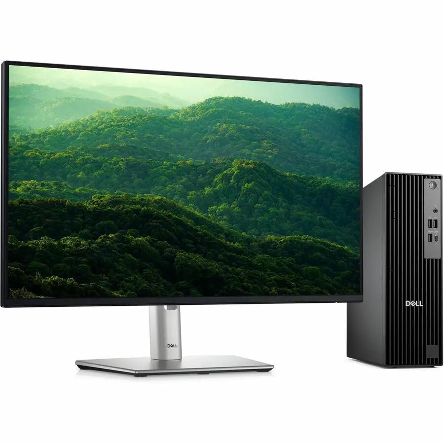 Dell QCS1255 Slim Desktop computer with monitor; black tower and silver stand