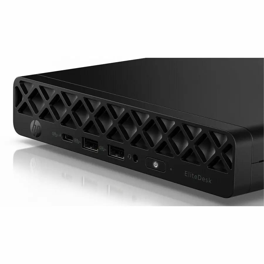 HP EliteDesk 8 G1a mini desktop PC in black with front USB ports and power button