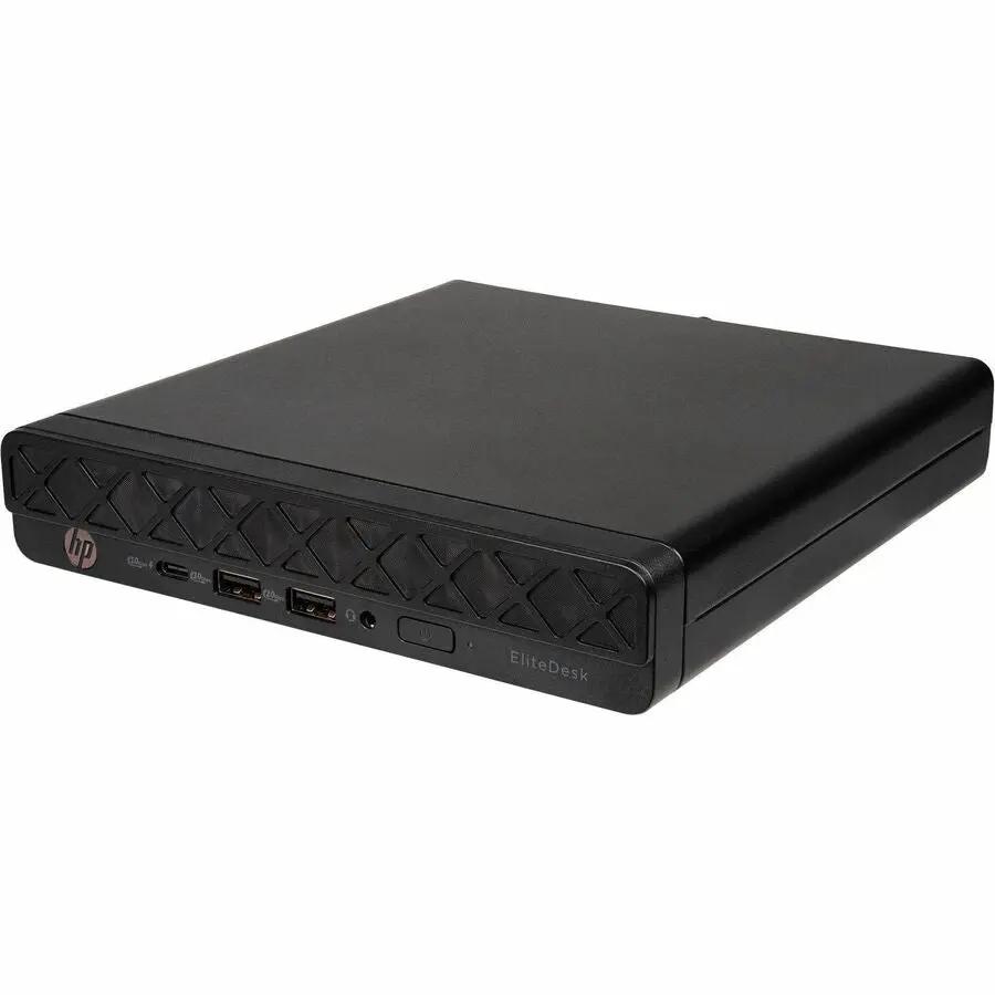 HP EliteDesk 8 G1a mini desktop computer in black with front USB ports and HP branding