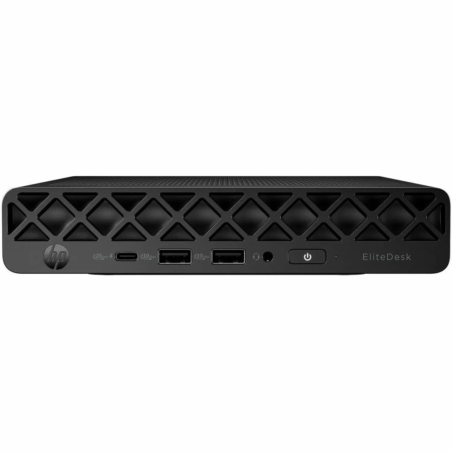 HP EliteDesk 8 Mini G1i desktop PC - black compact front view with HP logo and USB ports