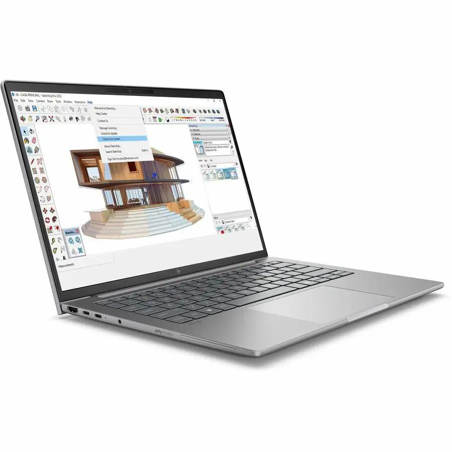HP ZBook 14 mobile workstation laptop, with silver aluminum chassis, 16GB RAM and 512GB SSD
