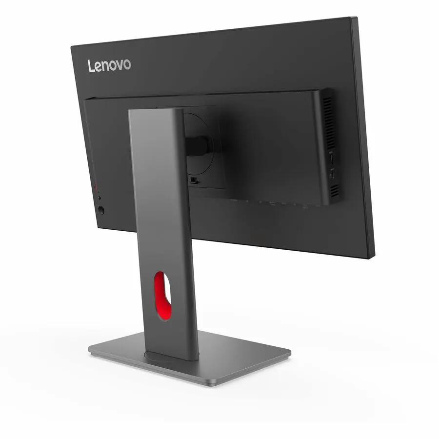 Lenovo ThinkVision P24QD-40 24-inch WQHD IPS monitor on a gray metal stand with red accent, Eclipse Black