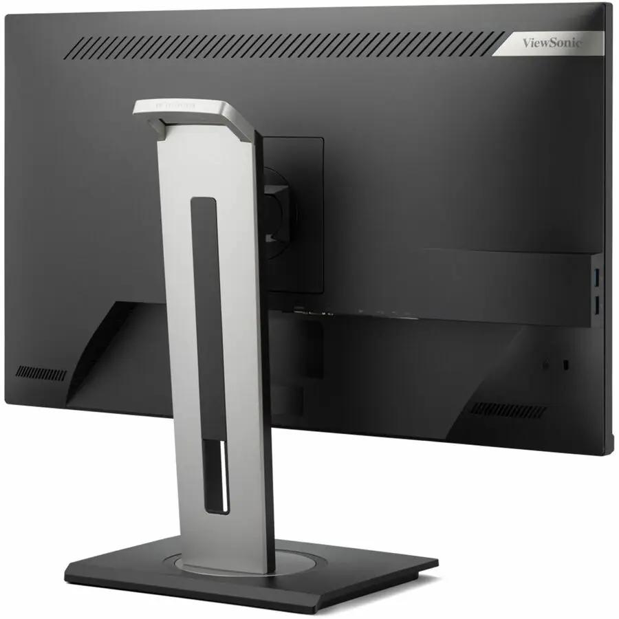 ViewSonic VG2748N 27-inch IPS monitor, rear view on a silver stand