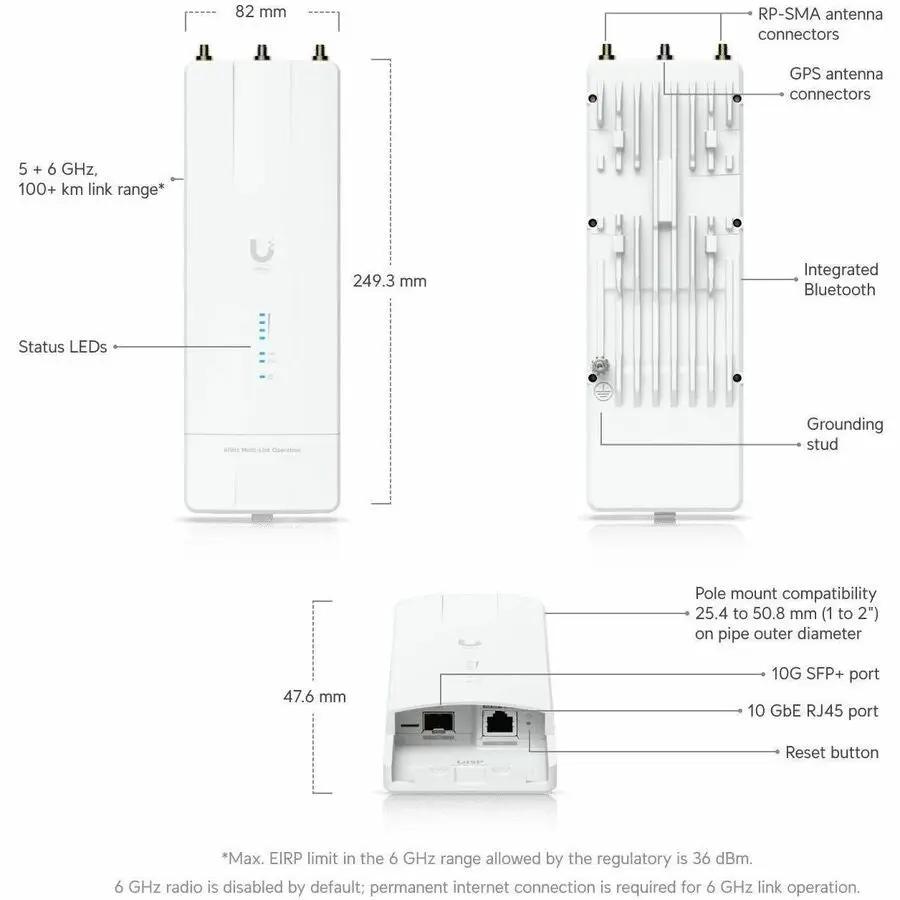Ubiquiti Dual Band Wi-Fi 7 IEEE 802.11be Wireless Access Point