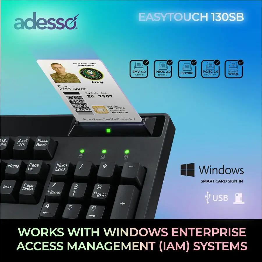 Adesso EasyTouch-130SB Desktop Mechanical Keyboard with Smart Card Reader
