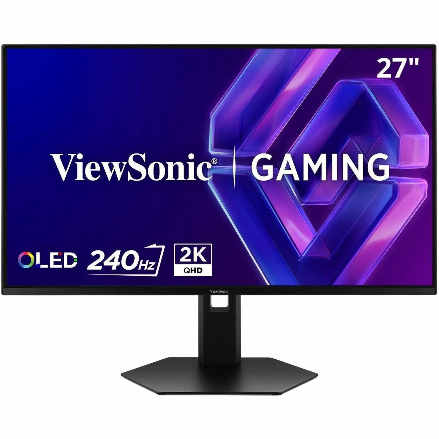 ViewSonic VX2738 27-inch OLED gaming monitor on stand with 240 Hz