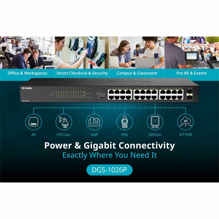 D-Link DGS-1026P 26-Port Gigabit Unmanaged PoE Switch