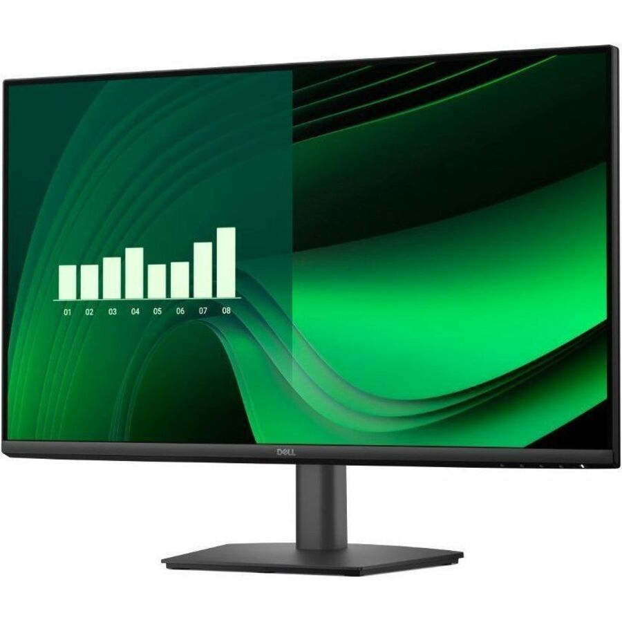 Computer monitor with green display and black frame on a white background