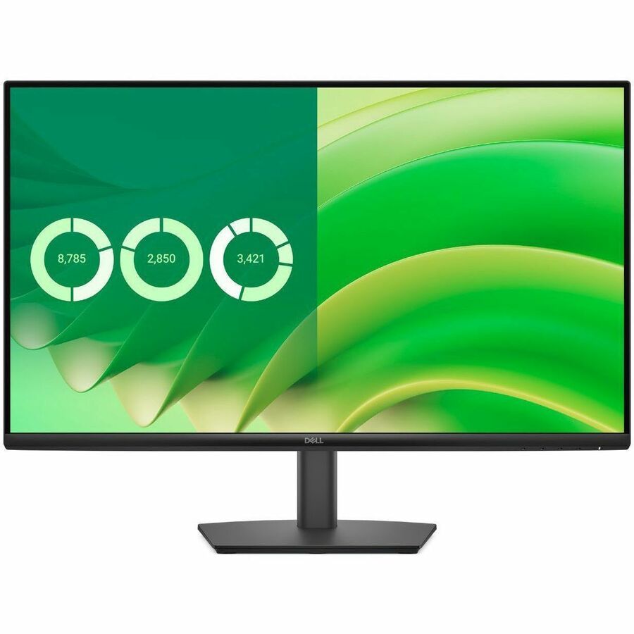 Dell monitor with green and blue abstract design on the screen
